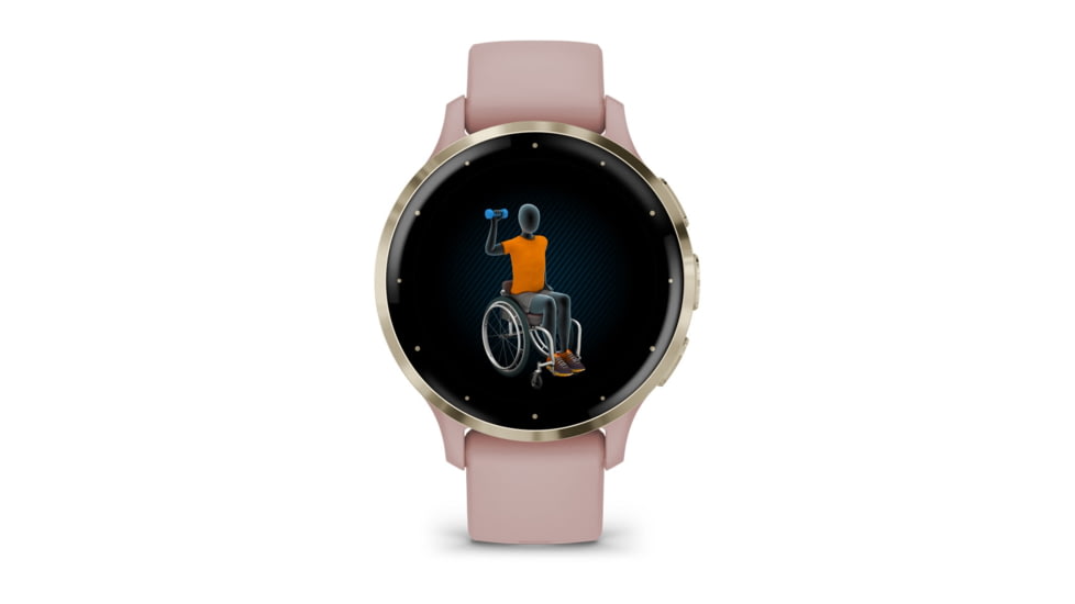Garmin Venu 3S Watch, Soft Gold Stainless Steel Bezel w/ Dust Rose Case and Silicone Band, 010-02785-03