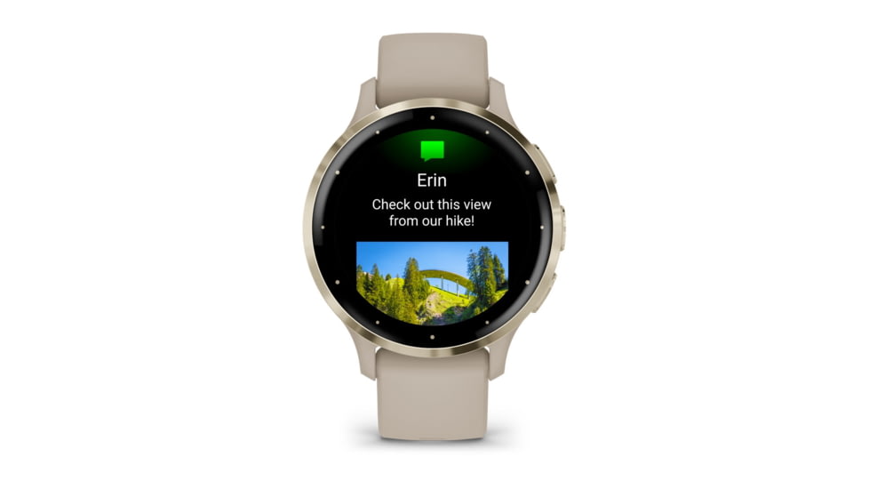 Garmin Venu 3S Watch, Soft Gold Stainless Steel Bezel w/ French Gray Case and Silicone Band, 010-02785-02