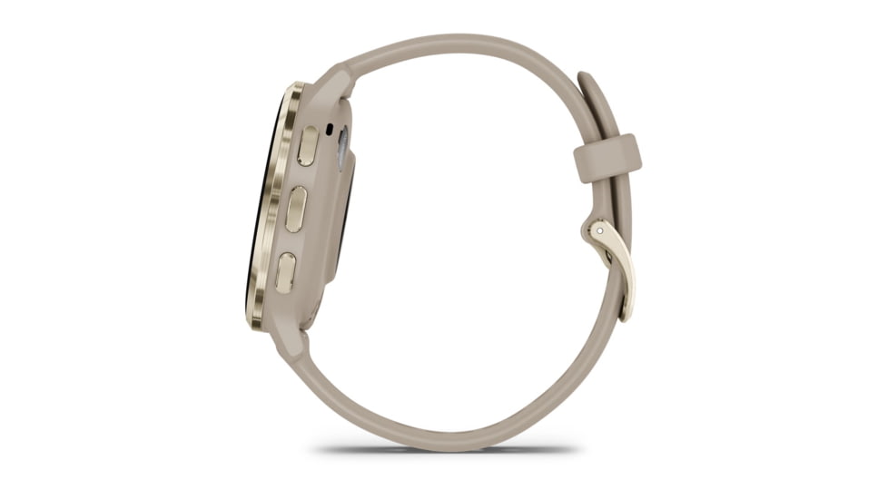 Garmin Venu 3S Watch, Soft Gold Stainless Steel Bezel w/ French Gray Case and Silicone Band, 010-02785-02