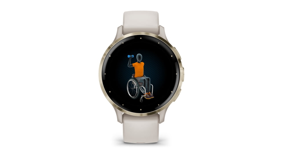 Garmin Venu 3S Watch, Soft Gold Stainless Steel Bezel w/ Ivory Case and Silicone Band, 010-02785-04