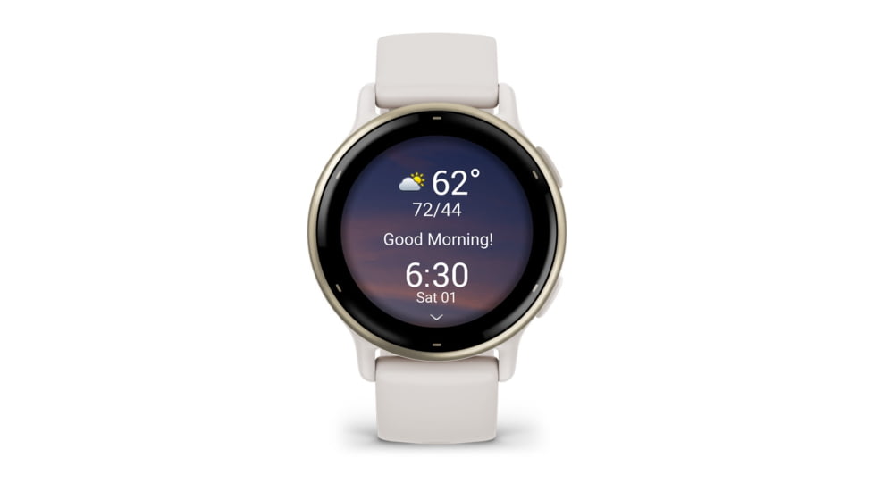 Garmin Vivoactive 5 Watch, Cream Gold Aluminum Bezel w/ Ivory Case and Silicone Band, 010-02862-11