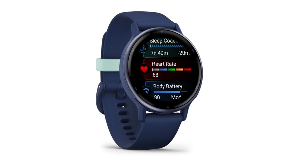 Garmin Vivoactive 5 Watch, Metallic Navy Aluminum Bezel w/ Navy Case and Silicone Band, 010-02862-12