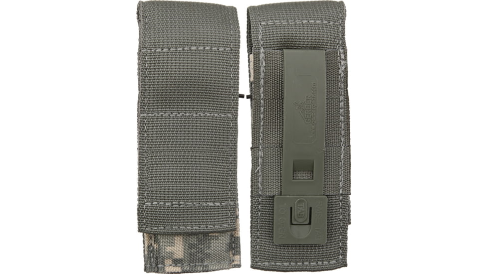 Gerber Folding Knife Sheath, Will Fit Most Folding Knife Up To 4 3/4in Closed, Green/ Acu Camo Nylon Construction, Velcro Closure, Back Features One Malice Clip, Includes Allen Wrench, G109681T