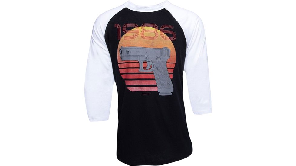 Glock AP95632 Retro 1986 Medium 3/4 Sleeve T-Shirt Black/White Cotton/Polyester
