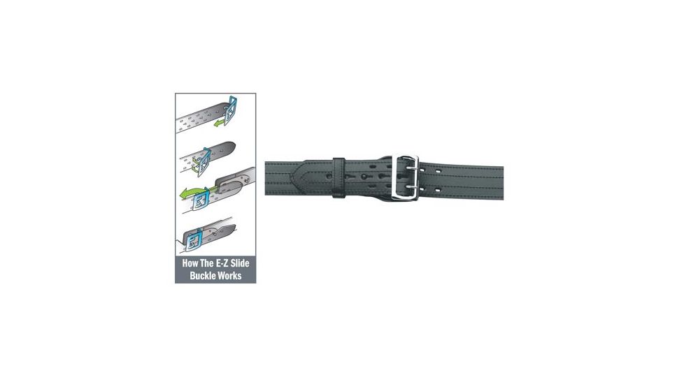 Gould &amp; Goodrich E-Z Slide Duty Belt, 4 Row Stitched, 36, Brass, Hi-Gloss, H49-36C4RBR