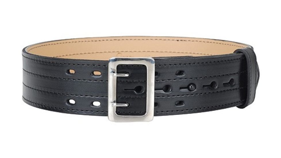 Gould &amp; Goodrich K-Force Lined Duty Belt, 4 Row Stitched, 40, Nickel, Hi-Gloss, H59-40C4R