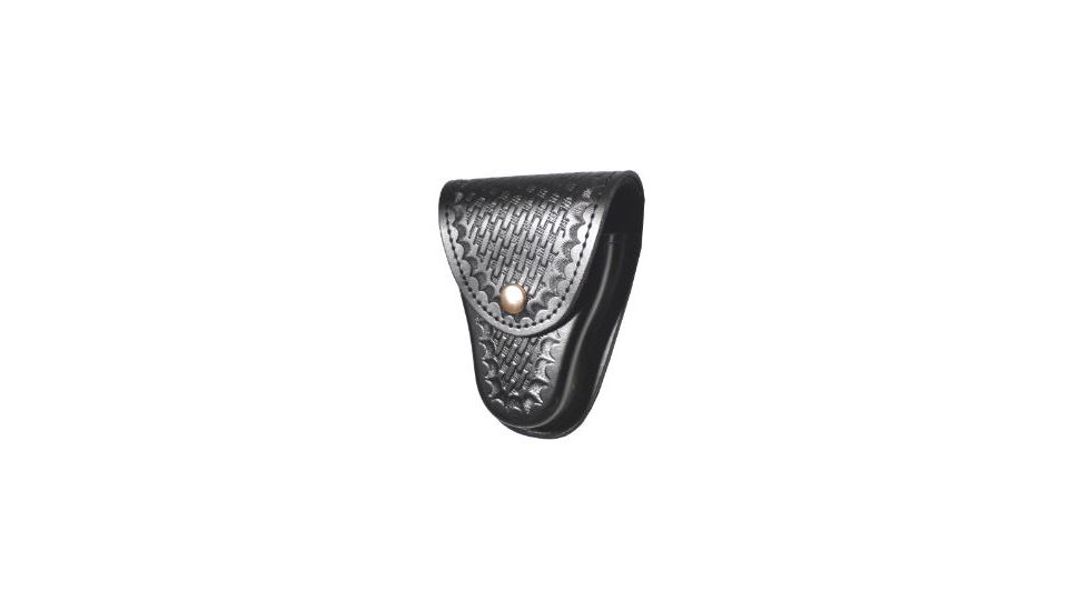 Gould &amp; Goodrich Leather Duty B80 Handcuff Case/Glove Pouch, Brass Hardware, Black Weave, B80WBR