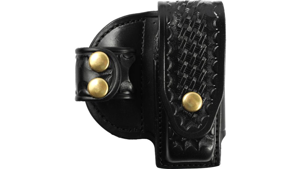 Gould &amp; Goodrich Magazine Case/Cuff Holder, Right Hand, Brass HW - Beretta Cougar .45 &amp; Similar, Black Weave, B533-2WBR