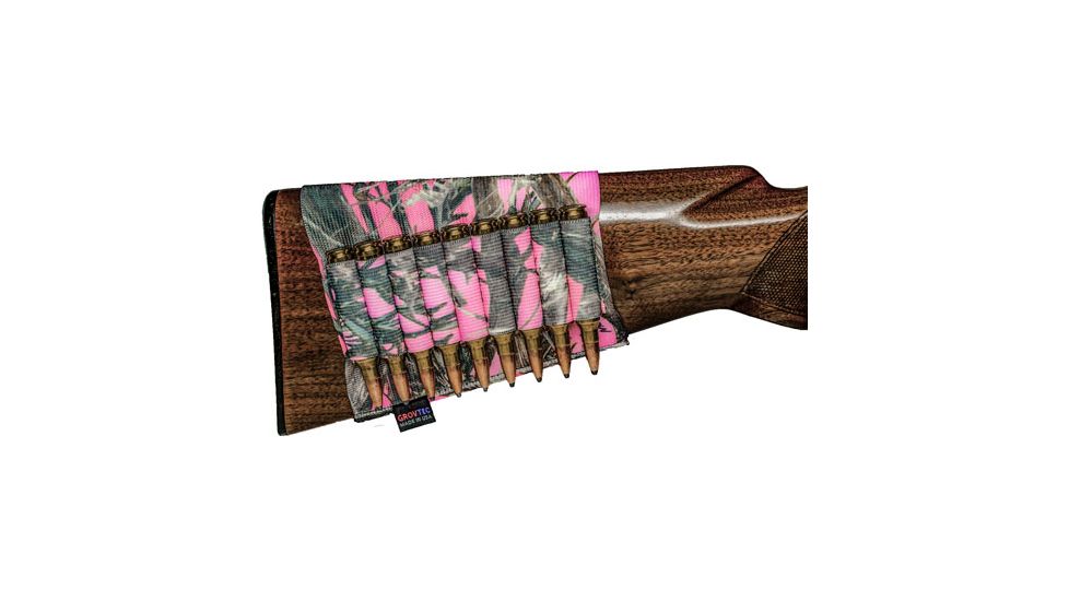 GrovTec US Buttstock Cartridge Shell Holder - Rifle Open Style, 9 Loops, TrueTimber Conceal Dark Pink, GTAC74