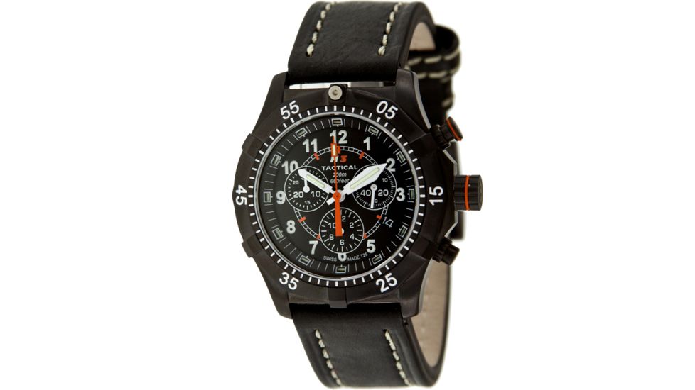 H3 Tactical H3.322271.11 Blue Shadow 1 Mens Watch - Black Dial, Black Leather Band, Timer 