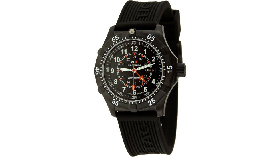 H3 Tactical H3.312231.09 Commander Mens Watch - Black Dial, Black Case, Black Rubber Band - Automatic