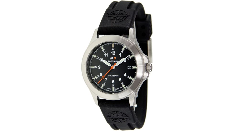 H3 Tactical H3.701231.09 Trooper Mens Watch - Black Rubber Band, Stainless Steel Case
