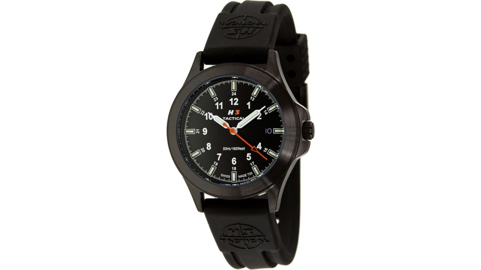 H3 Tactical H3.702231.09 Trooper Mens Watch - Black Rubber Band, Black Bracelet