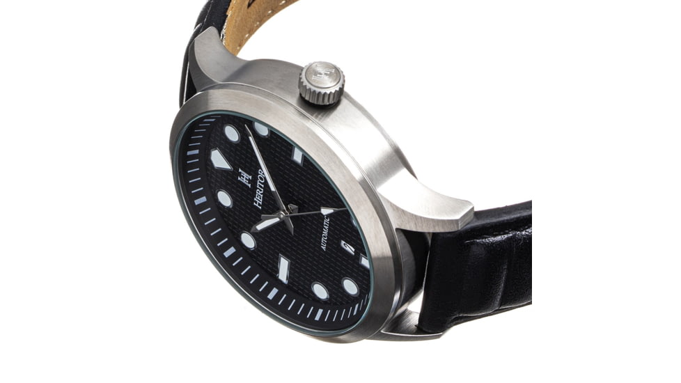 Heritor Automatic Bradford Leather-Band Watch w/Date, Black - Mens, HERHS1102