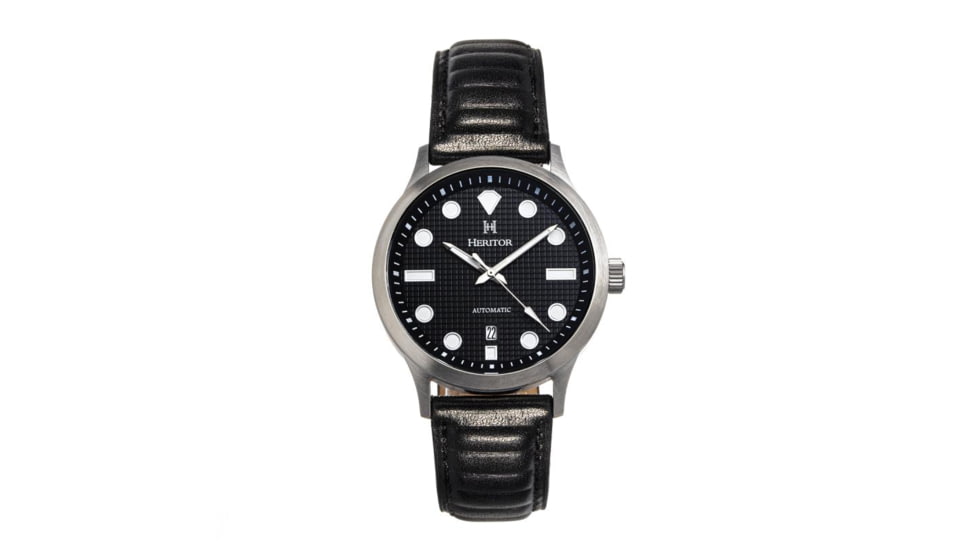 Heritor Automatic Bradford Leather-Band Watch w/Date, Black - Mens, HERHS1102