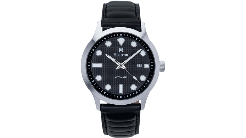 Heritor Automatic Bradford Leather-Band Watch w/Date, Black, One Size, HERHS1107