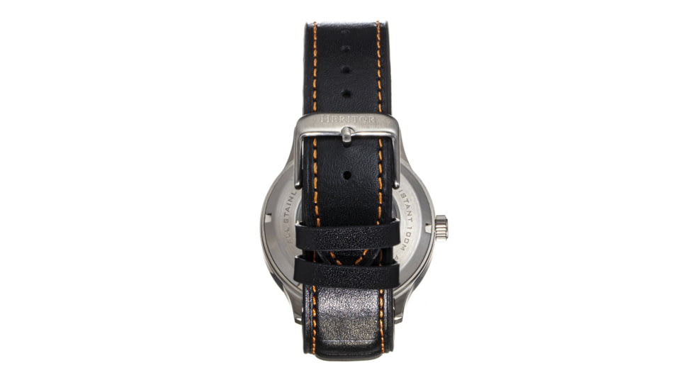 Heritor Automatic Bradford Leather-Band Watch w/Date, Black/Orange - Mens, HERHS1105