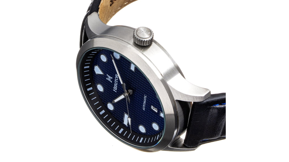 Heritor Automatic Bradford Leather-Band Watch w/Date, Blue/Black - Mens, HERHS1104