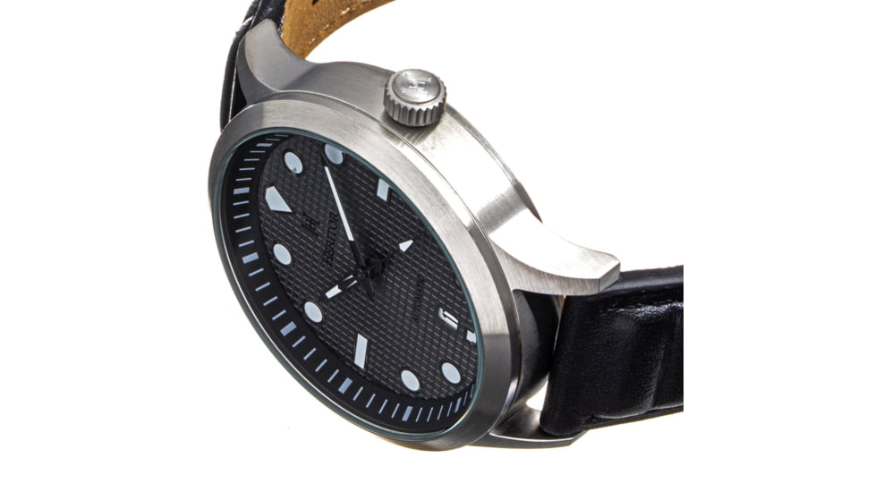 Heritor Automatic Bradford Leather-Band Watch w/Date, Gray/Black - Mens, HERHS1103