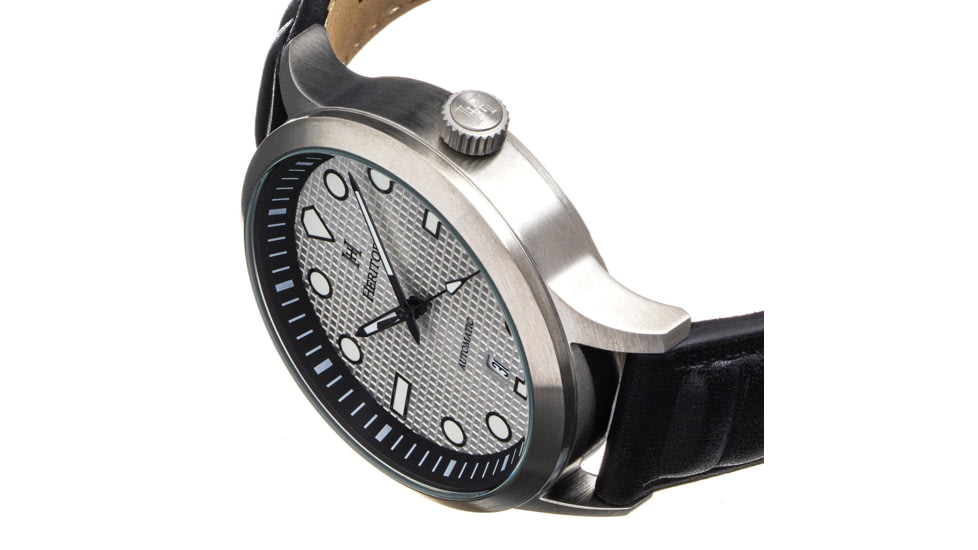 Heritor Automatic Bradford Leather-Band Watch w/Date, Silver/Black - Mens, HERHS1101