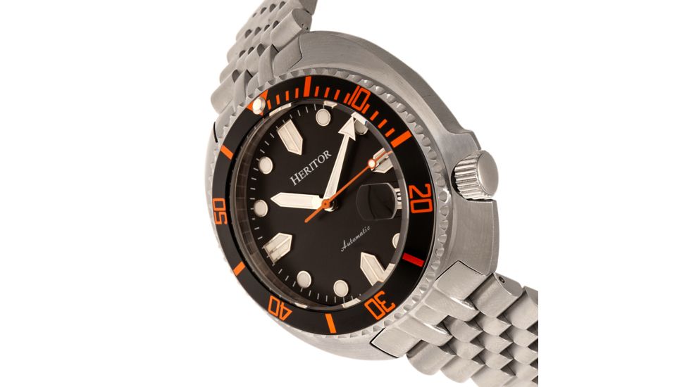 Heritor Automatic Matador Box Set with Interchangable Bands and Date Display, Black/Orange, One Size, HERHR9302