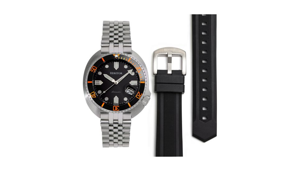 Heritor Automatic Matador Box Set with Interchangable Bands and Date Display, Black/Orange, One Size, HERHR9302
