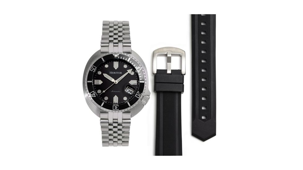 Heritor Automatic Matador Box Set with Interchangable Bands and Date Display, Black/Silver, One Size, HERHR9301