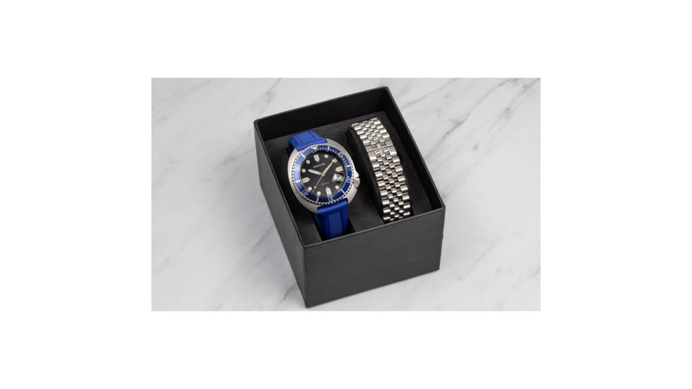 Heritor Automatic Matador Box Set with Interchangable Bands and Date Display, Blue/Silver, One Size, HERHR9304