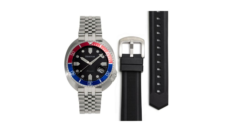 Heritor Automatic Matador Box Set with Interchangable Bands and Date Display, Red/Blue, One Size, HERHR9303