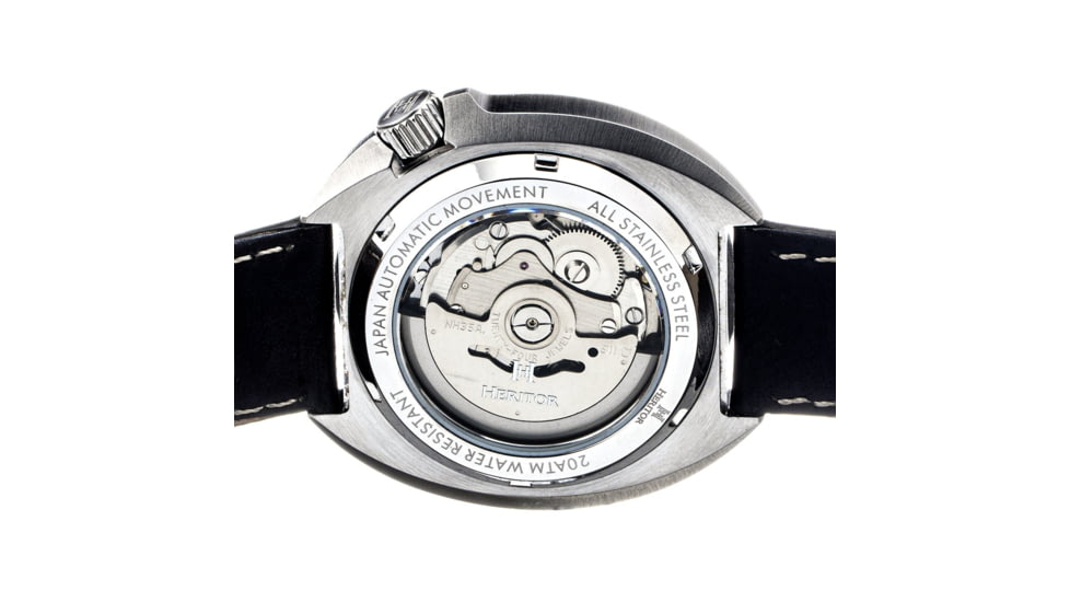 Heritor Automatic Pierce Genuine Leather-Band Watch w/Date, White/Black - Mens, HERHS1201