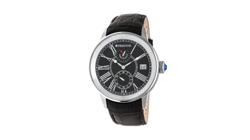 Heritor Automatic Madison Leather Strap Watch, Silver/Black, Standard HERHR4302