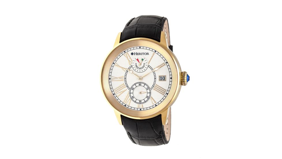 Heritor Automatic Madison Leather Strap Watch, Gold/Silver, Standard HERHR4303