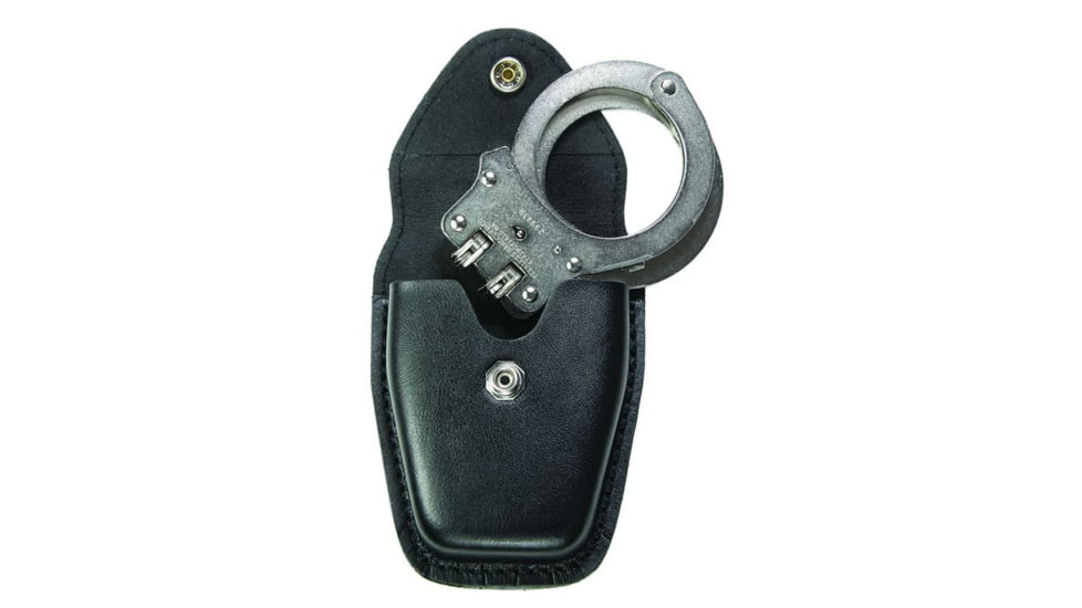 Hero's Pride Handcuff Case, Single, Med/Hinged, AirTek, Smooth, Silver Snap, Medium 1451PN