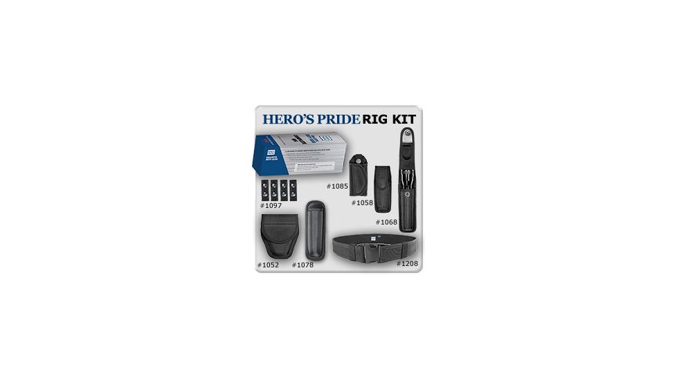 Heros Pride Ballistic Duty Gear Rig--8 Pc , Belt Size Large , 34 thru 40, Black R1234B-L