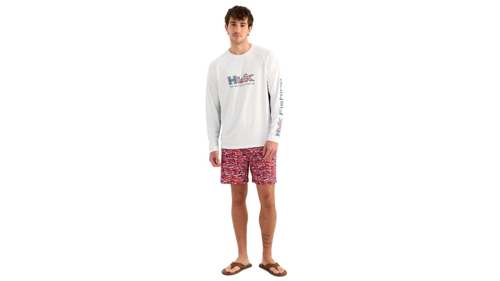 HUK Performance Fishing Pursuit Americana Fill Long Sleeve Crew - Mens