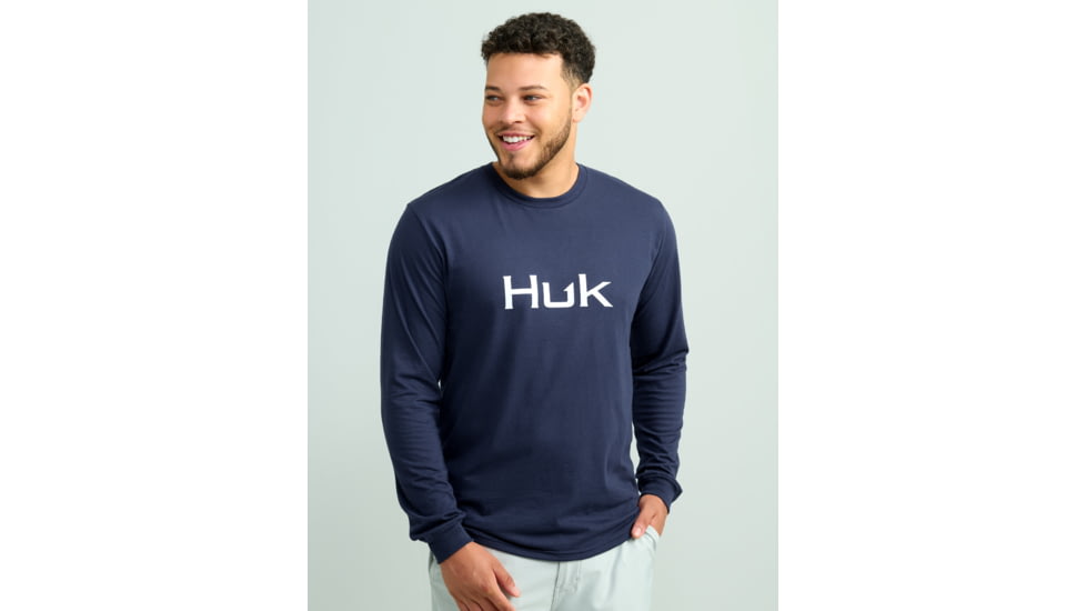 HUK Performance Fishing Logo Long Sleeve Tee - Mens, Naval Academy, Extra Large, H1000532-413-XL