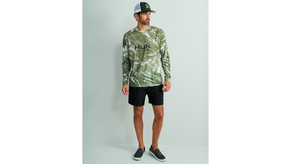 HUK Performance Fishing Mossy Oak Pursuit Crew - Mens, Mo Sw Freshwtr, Medium, H1200610-947-M