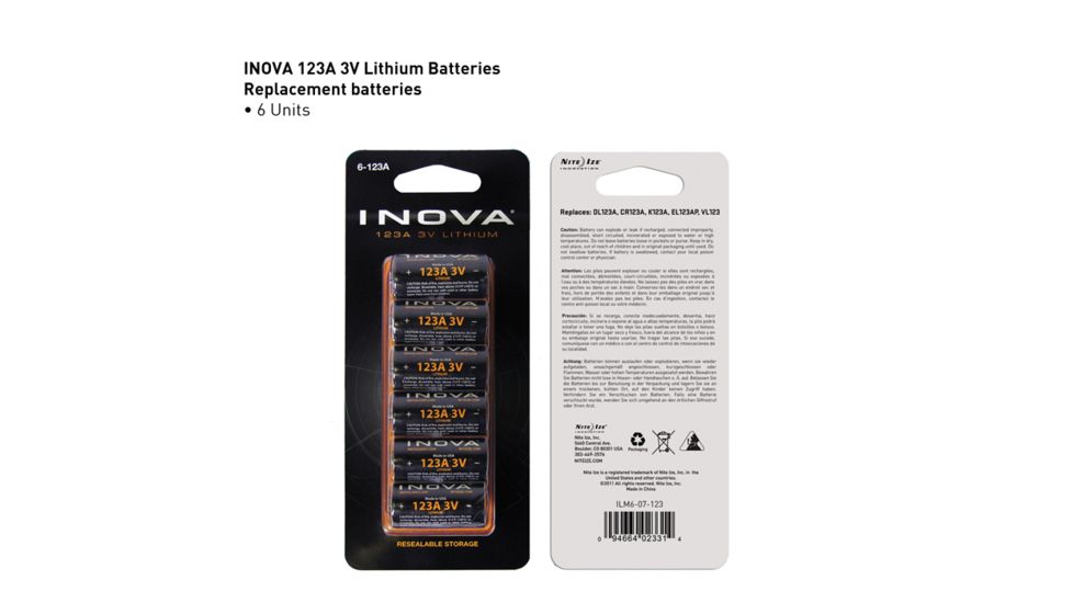 Inova 123A 3V Lithium Battery - 6 Pack ILM6-07-123