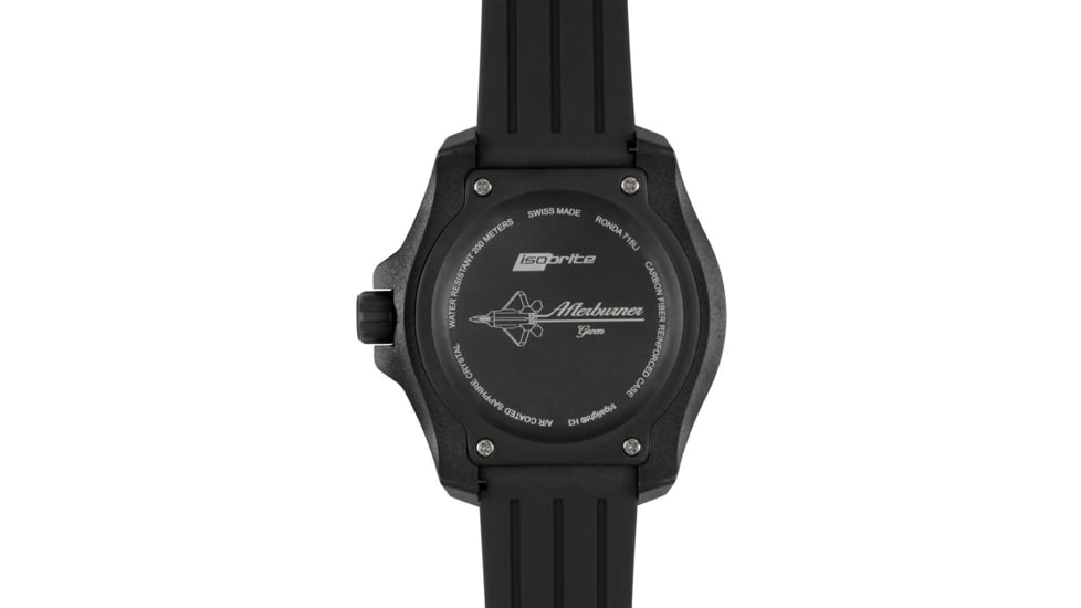 Isobrite Afterburner Series T100 Tritium Watch, Black/Green, 47mm, ISO4002