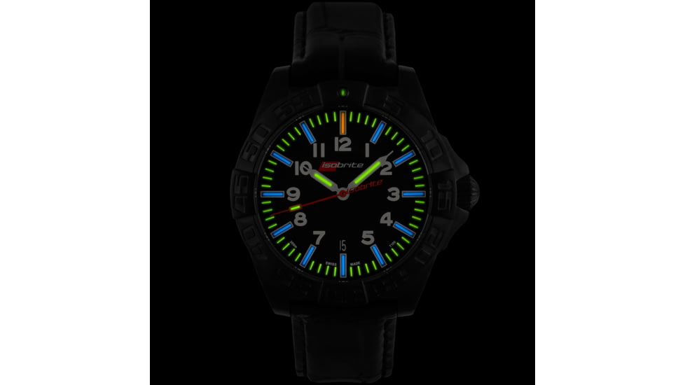 Isobrite Executive Series T100 Tritium Automatic Watch, Black/Black/White, 49mm, ISO712