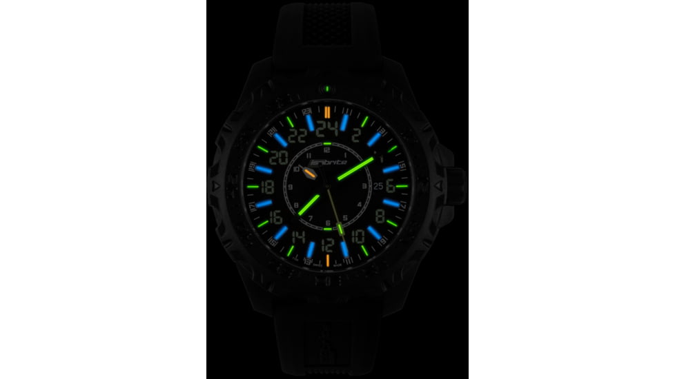 Isobrite MIL24 24-Hour T100 Tritium Watch, Black/White, 47mm, ISO3010