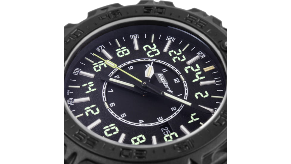 Isobrite MIL24 24-Hour T100 Tritium Watch, Black/White, 47mm, ISO3010