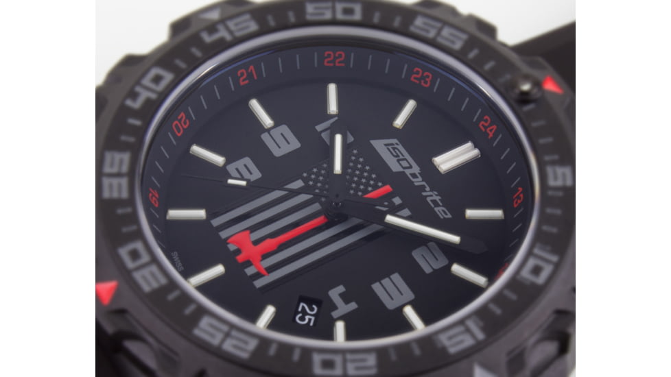 Isobrite Fire Rescue Limited Edition T100 Tritium Watch, Black/Gray, 47mm, ISO3009