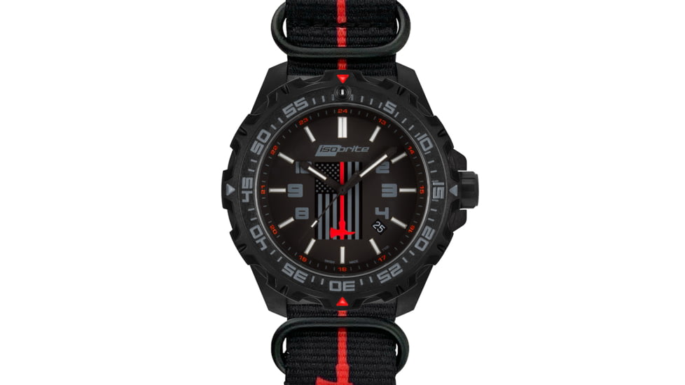 Isobrite Fire Rescue Limited Edition T100 Tritium Watch, Black/Gray, 47mm, ISO3009