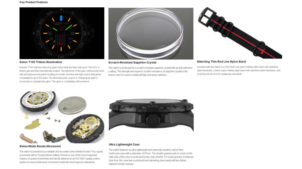 Isobrite Fire Rescue Limited Edition T100 Tritium Watch, Black/Gray, 47mm, ISO3009