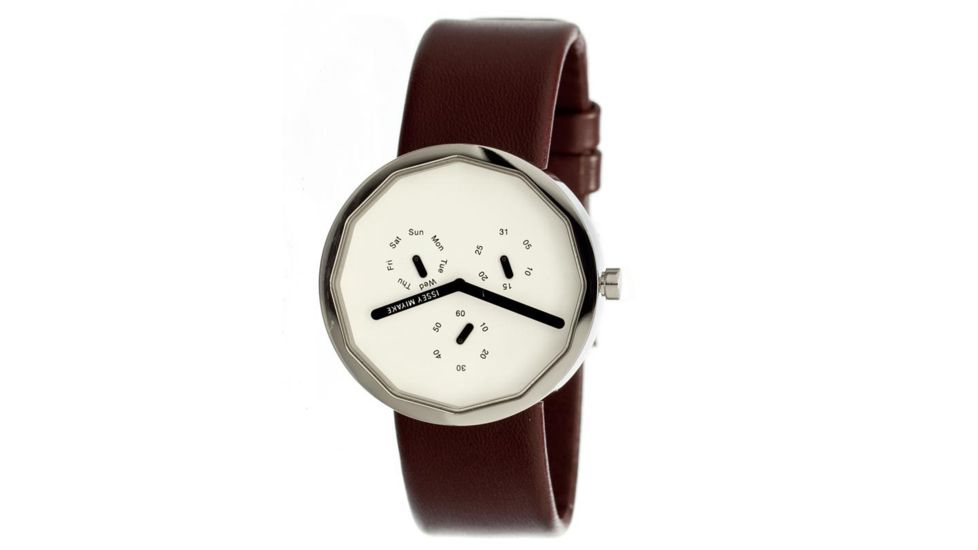 Issey Miyake SILAp017 Twelve Mens Watch / Chronograph - Brown Leather Band, Silver Case