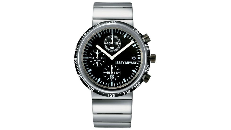 Issey Miyake SILAq001 Trapezoid Mens Watch - Silver Metal Band, Black Case