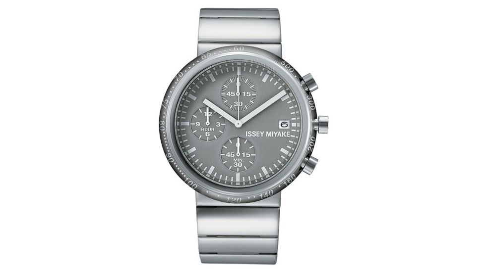 Issey Miyake SILAq004 Trapezoid Mens Watch - Silver Metal Band, Gray Case