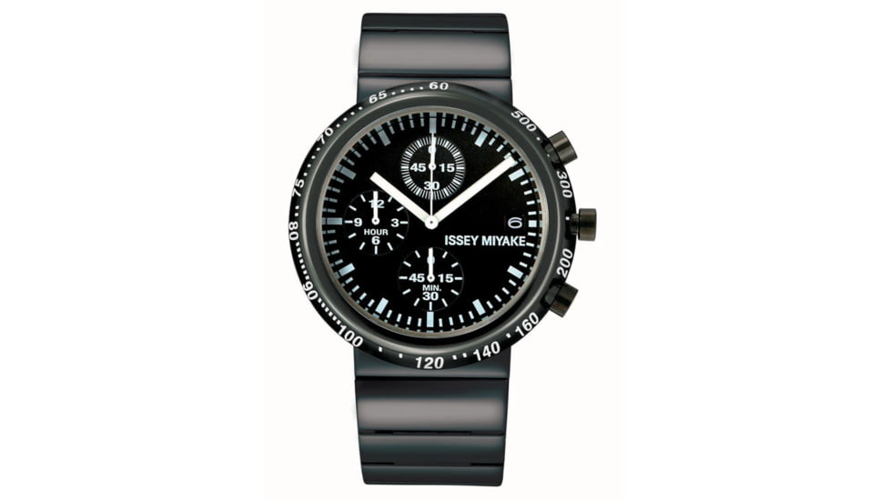 Issey Miyake SILAq005 Trapezoid Mens Watch - Black Metal Band, Black Case
