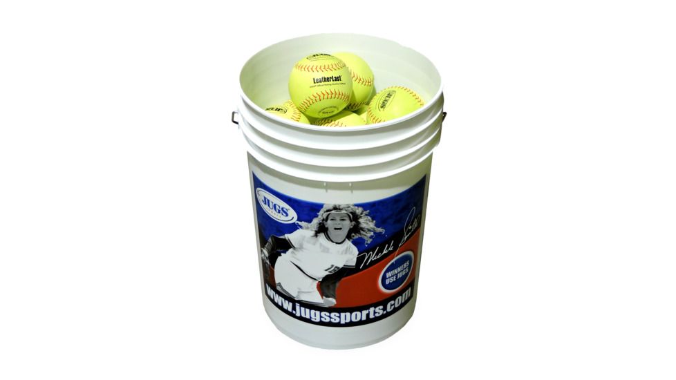 JUGS Bucket of Leatherlast Softballs - 2 Dozen, Yellow, B5260